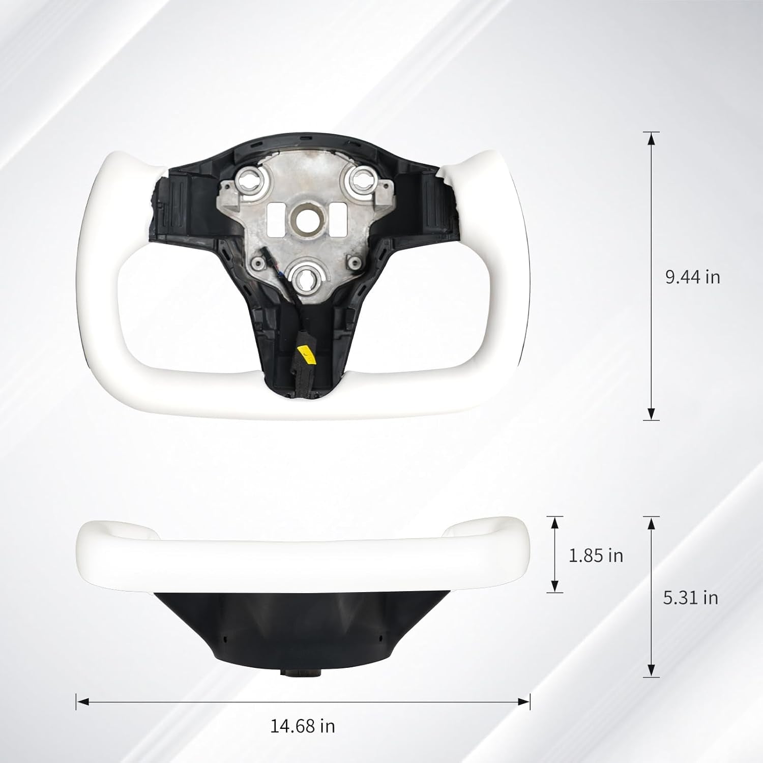 Yoke Steering Wheel, White Microfiber Leather with Side Carbon Fiber for Tesla Model 3/Y 2017-2023 with Heating Function