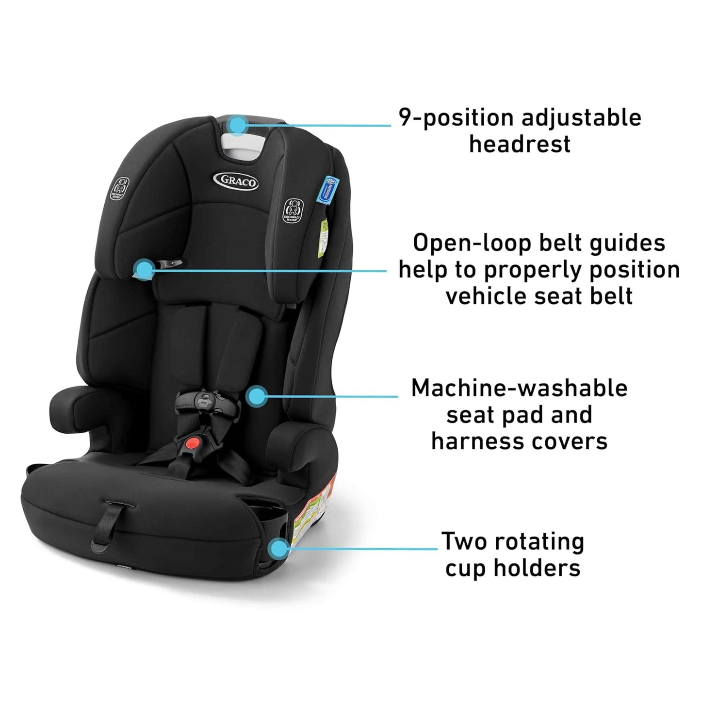 Tranzitions 3-In-1 Harness Booster Car Seat, Forward Facing Car Seat, Highback, to Backless Booster, Proof