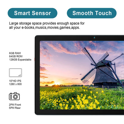 2025 NEW MB1001 Tablets 10.1" 1080P HD Display 2MP+5MP Camera 6GB RAM 64GB ROM 128GB Expandable 5000mAh Battery Android13 Pad PC