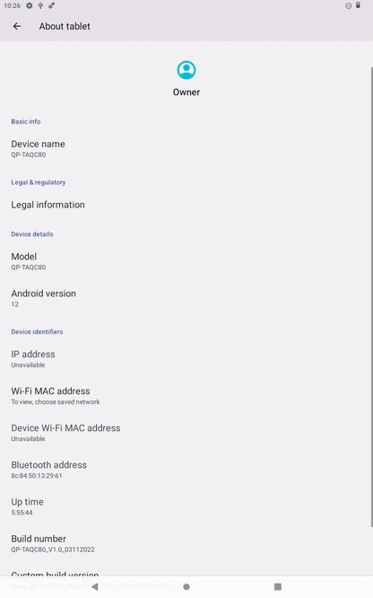 8 INCH Android 12 RAM 3GB+32GB ROM QP80 MTK8168 Tablet Quad Core IPS Screen Quad Core Rear 13.0MP WIFI Dual Camera