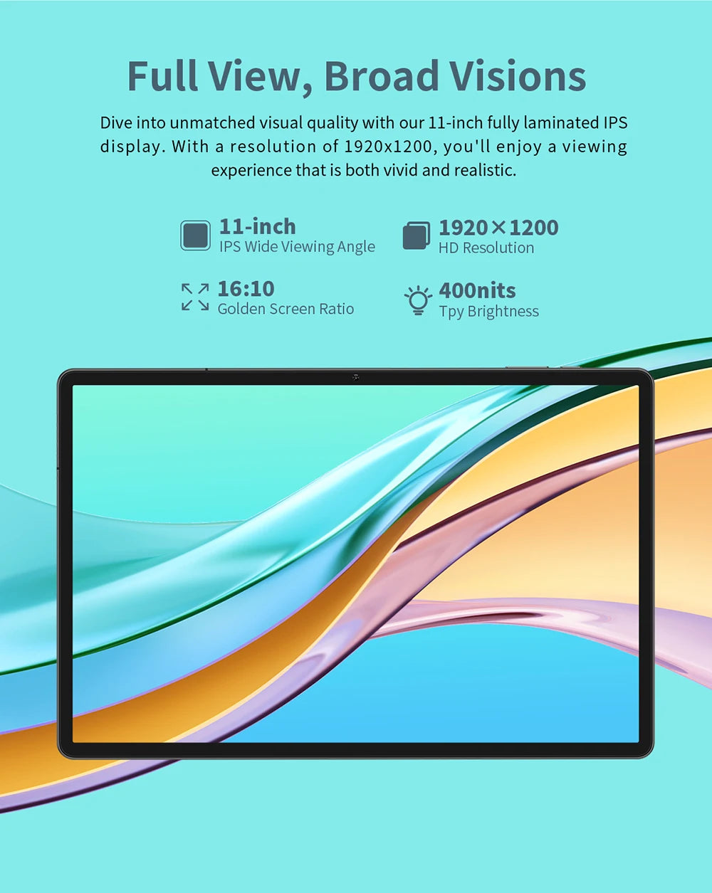 Odea S11 Tablet, 11 Inch Tddi, Android 14, (6+10)16Gb Ram, 256Gb Rom, 4g Lte, 8000Mah, 1920X1200, Unisoc T606, 8 Cores, Mali-G57, 5g Wifi, Gps, Sim Slots*2, Tf up to 1Tb, for Netflix Widevine L1