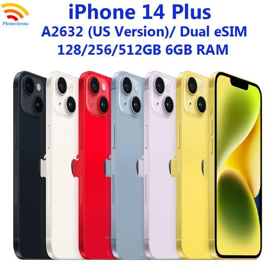 Original iPhone 14 Plus 5G Dual eSIM 128/256/512GB ROM 6GB RAM 6.7" Genuine Super Retina OLED Face ID NFC A15 14Plus Cell Phone