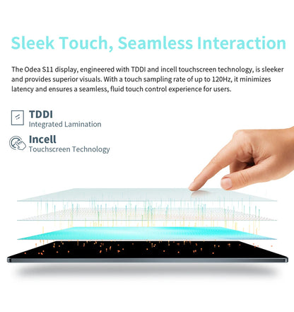 Odea S11 Tablet, 11 Inch Tddi, Android 14, (6+10)16Gb Ram, 256Gb Rom, 4g Lte, 8000Mah, 1920X1200, Unisoc T606, 8 Cores, Mali-G57, 5g Wifi, Gps, Sim Slots*2, Tf up to 1Tb, for Netflix Widevine L1
