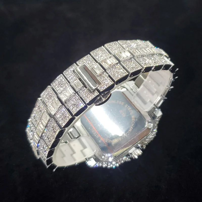 2025 New Luxury Diamond Watch Men Fashion Iced Out Square Colorful Number Watches Hip Hop Bling Jewelry Reloj Hombre for Party