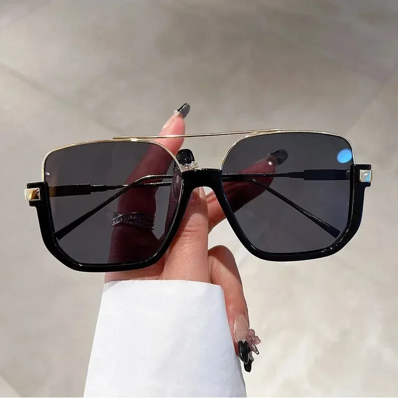 Trendy Polygonal Punk Sunglasses Oversized Goggle Advanced Sense One Piece Large Frame Sun Glasses New Steampunk Eyewear UV400