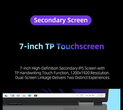 AKPAD 15.6"+7" Dual Screen Laptop Computer, Intel 12th N95 32GB/16GB DDR4 RAM, RGB Backlit Keyboard 7" Touch Screen Notebook PC