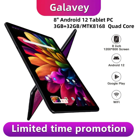 New QP80 Type-C 8" Android 12 Tablet 3GB RAM 32GB ROM MTK8168 Quad Core Dual Camera 1280 x 800 Pixels WIFI Bluetooth 5.0 GPS