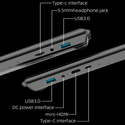 AKPAD 15.6"+7" Dual Screen Laptop Computer, Intel 12th N95 32GB/16GB DDR4 RAM, RGB Backlit Keyboard 7" Touch Screen Notebook PC