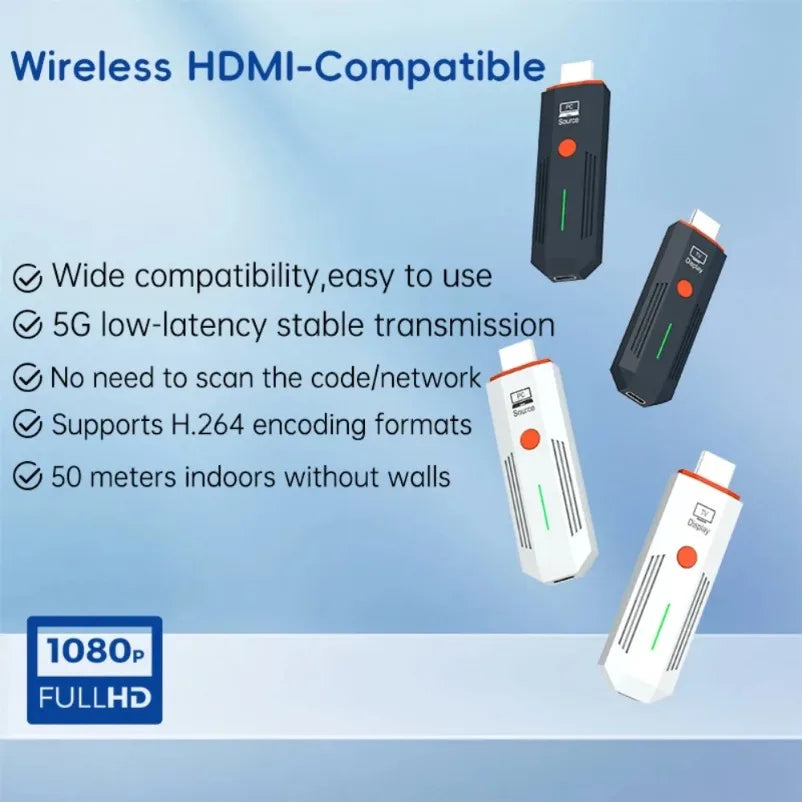 50M 1080P HDMI-Compatible Wireless Transmission Transmitter Receiver Video TV Stick Display Extender For Camera Laptop PC to TV