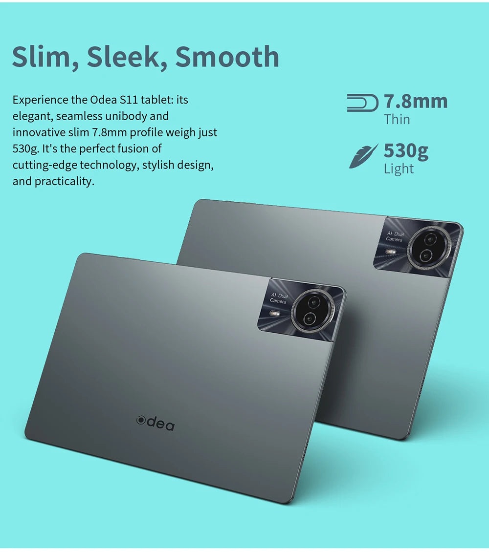 Odea S11 Tablet, 11 Inch Tddi, Android 14, (6+10)16Gb Ram, 256Gb Rom, 4g Lte, 8000Mah, 1920X1200, Unisoc T606, 8 Cores, Mali-G57, 5g Wifi, Gps, Sim Slots*2, Tf up to 1Tb, for Netflix Widevine L1