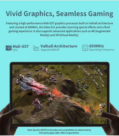 Odea S11 Tablet, 11 Inch Tddi, Android 14, (6+10)16Gb Ram, 256Gb Rom, 4g Lte, 8000Mah, 1920X1200, Unisoc T606, 8 Cores, Mali-G57, 5g Wifi, Gps, Sim Slots*2, Tf up to 1Tb, for Netflix Widevine L1