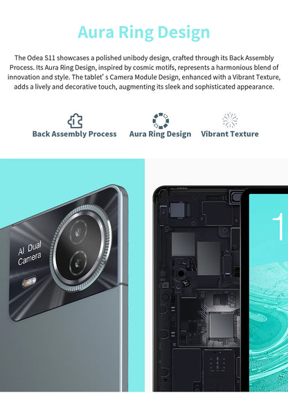 Odea S11 Tablet, 11 Inch Tddi, Android 14, (6+10)16Gb Ram, 256Gb Rom, 4g Lte, 8000Mah, 1920X1200, Unisoc T606, 8 Cores, Mali-G57, 5g Wifi, Gps, Sim Slots*2, Tf up to 1Tb, for Netflix Widevine L1