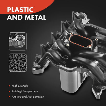 Upper Intake Manifold with Gaskets Thermostat Kits Compatible with Ford E/F Series, E150, E250, E350, E450, F150, F250, F350, Excursion, Expedition, 5.4L V8, Replace# 2L1Z-9424-AA