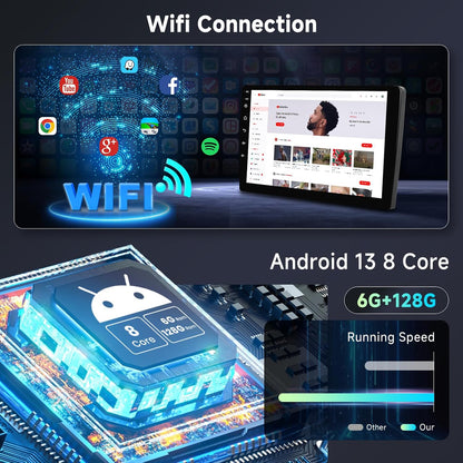 [6G+128G] 8-Core Car Radio for Toyota HILUX 2005-2014 Android Car Stereo with Bluetooth GPS, 9 Inch Touch Screen with Wireless Carplay Android Auto,Wifi USB,DSP,FM RDS