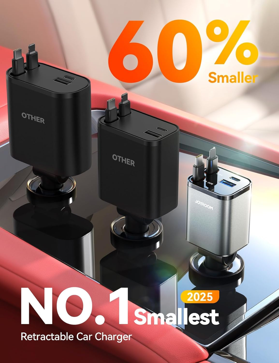 [2025 Ultra-Compact]  Retractable Car Charger 84W Car Charger USB C for Iphone 16 17 Fast Charging, Car Accessories, Car Adapter Travel Essentials Gifts for Women Men, for Iphone 17 16 15 14 13