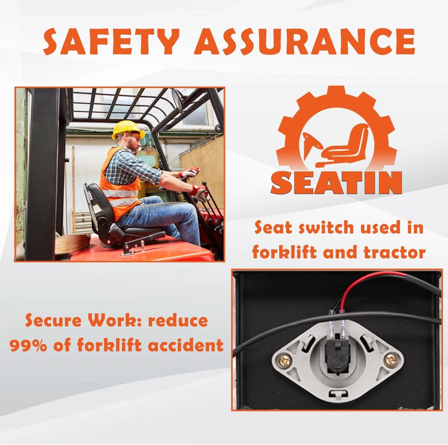 Universal Forklift Seat,Tractor Seat,With Micro Switch,Armrest and Safety Belt,For Tractor,Mower,Skid Loader,Telehandler,Backhoe,Excavator Dozer…