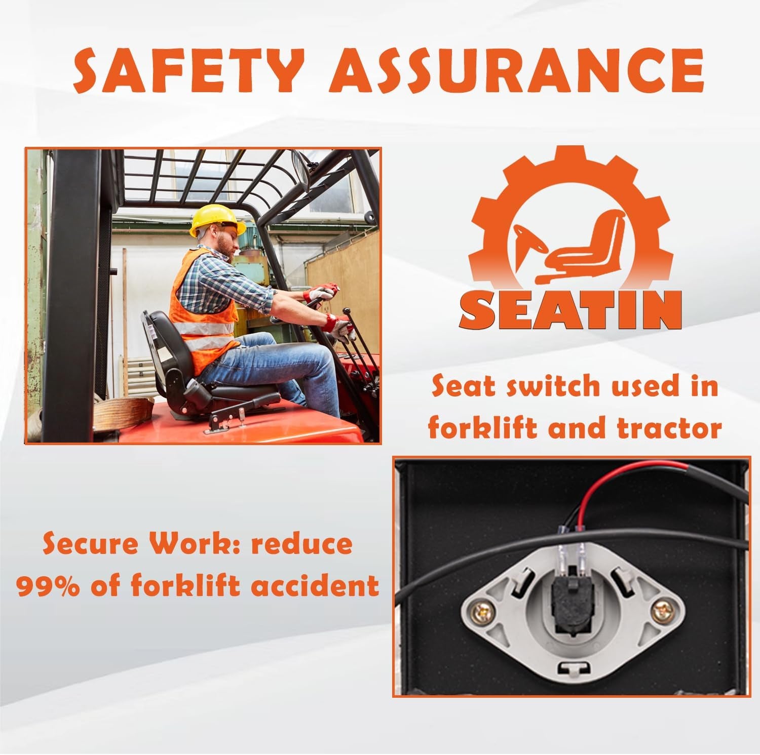 Universal Forklift Seat,Tractor Seat,With Micro Switch,Armrest and Safety Belt,For Tractor,Mower,Skid Loader,Telehandler,Backhoe,Excavator Dozer…