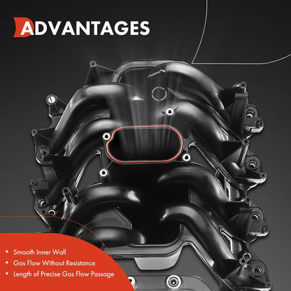 Upper Intake Manifold with Gaskets Thermostat Kits Compatible with Ford E/F Series, E150, E250, E350, E450, F150, F250, F350, Excursion, Expedition, 5.4L V8, Replace# 2L1Z-9424-AA