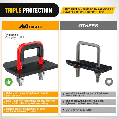 Trailer Hitch Tightener for 2 Inch Hitches Mount anti Rattle Heavy Duty Steel with Rubber Cover Red U Bolt Matte Black Plate Electrophoresis Anti-Rust Triple Protective