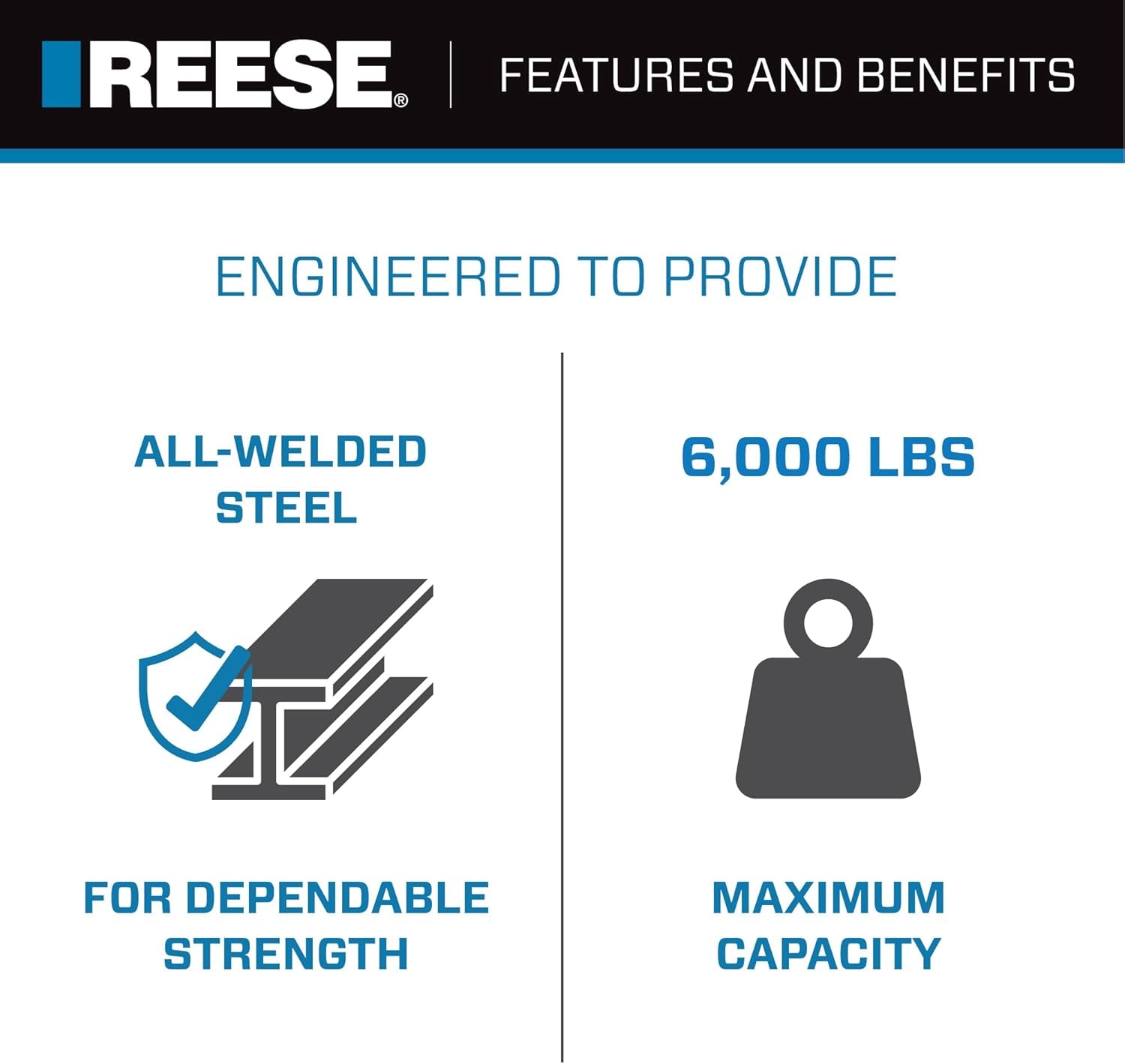 Towpower 7039200 Trailer Hitch Ball Mount, 2 Inch Square Receiver, 2 Inch Drop, 6,000 Lbs. Capacity, Includes 2 Inch Trailer Ball, Black Nickel