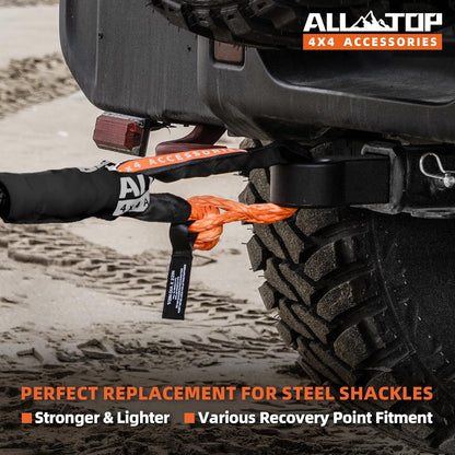 Synthetic Soft Shackle Rope 3/4In X 24In (66200Lbs Max Break) UHMWPE Recovery Tow Shackles for Offroad 4X4 Vehicles, 2 PCS