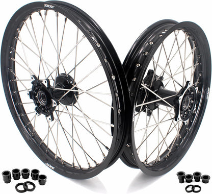 21/19 MX Casting Off-Road Wheels Rims Compatible with YAMAHA YZ125 YZ250 YZ250F YZ450F 2003-2024 Black Hub/Rim