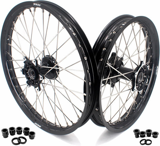 21/19 MX Casting Off-Road Wheels Rims Compatible with YAMAHA YZ125 YZ250 YZ250F YZ450F 2003-2024 Black Hub/Rim