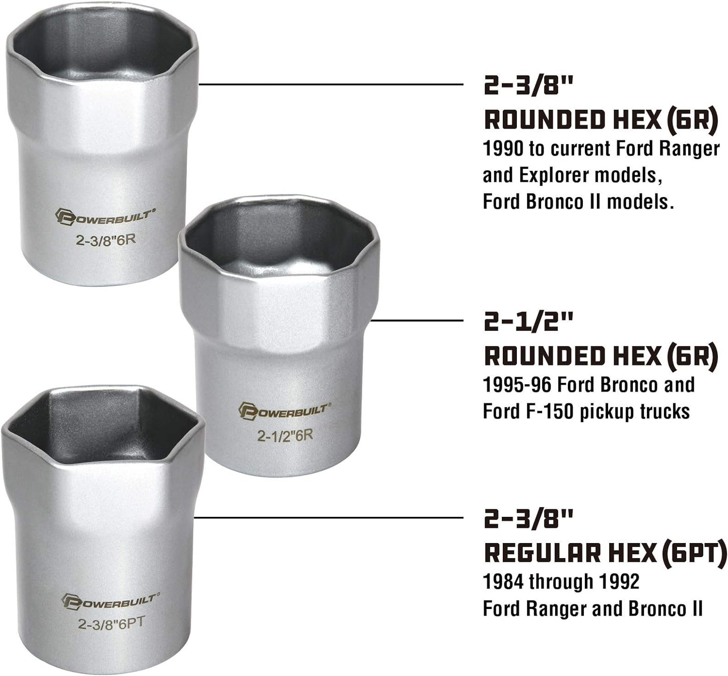 Wheel Bearing Locknut Socket Set, 7 Piece Remover Tool Kit, Rounded and Regular Hex, Wheel Bearing Tools, Storage Case - 648642, Silver