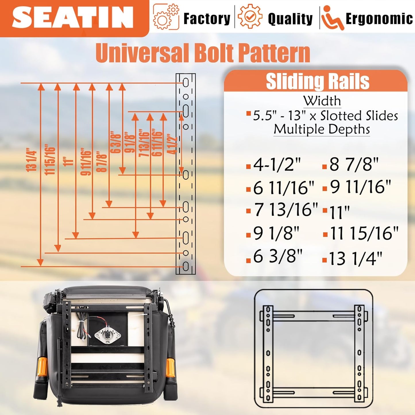 Universal Tractor Seat, Comfortable Zero Turn Mower Seat with Adjustable Safety Belt Armrest Backrest Micro Switch for Forklift Skid Steer Loader Telehandler Dozer Excavator (Black)