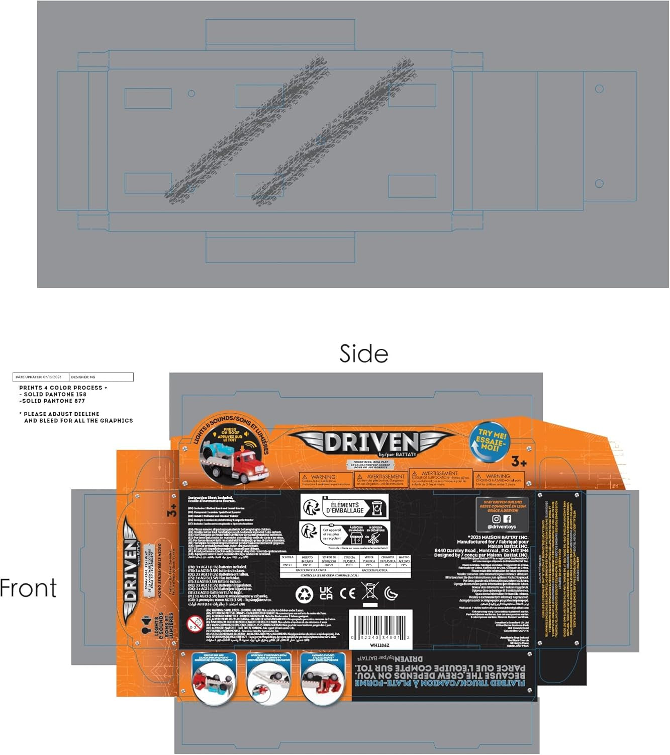 – 7-Inch Flatbed Truck Toy with Lights & Sounds, Movable Parts, Construction Vehicle for Boys & Girls, Durable Design, Realistic Details, Gift 3+ Years Toy for Kids