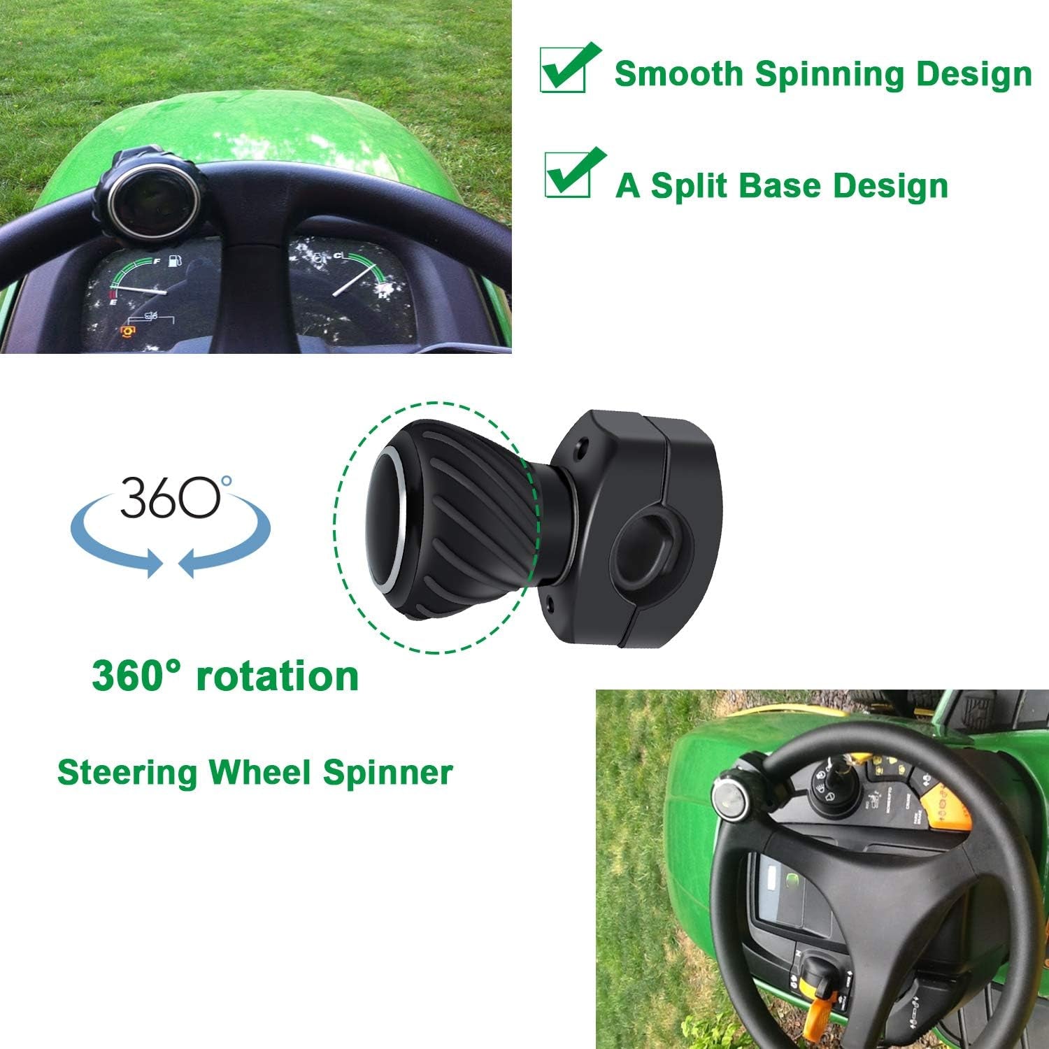 𝙎𝙩𝙚𝙚𝙧𝙞𝙣𝙜 𝙒𝙝𝙚𝙚𝙡 𝙎𝙥𝙞𝙣𝙣𝙚𝙧 𝙆𝙣𝙤𝙗𝙨 for Kubota Jo-Hn Dee-Re Tractors, Cars, Trucks, Mowers, Forklifts, Universal Spinner Knob Steering Wheel Ball Knob