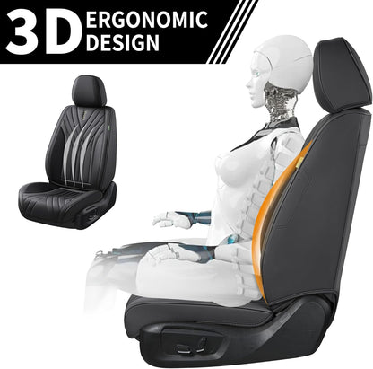 Universal Leather Car Seat Protector, 5-Seat Set, Black Automotive Accessories for Sedan SUV Pick-Up Truck