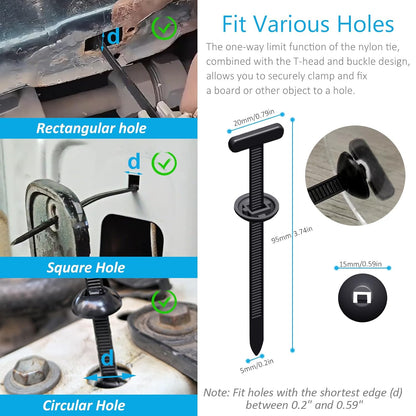 Upgrade Cable Tie Buckle Nylon Universal Heavy Duty Self Lock, Car Zipper Clip, Super Durable Button Zipper Retainer for Car Repair Office, Workshop and Shelves (30Pcs)