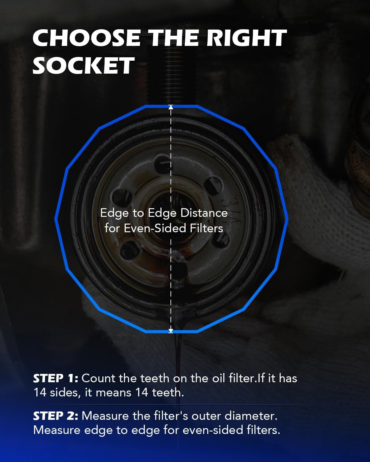 Oil Filter Wrench Set, 10Pc Oil Filter Socket Set, 3/8" Drive Metric Oil Filter Cap Wrench Removal Tool Kit, Low Profile Oil Filter Socket Set Compatible with Toyota VW BMW Mercedes