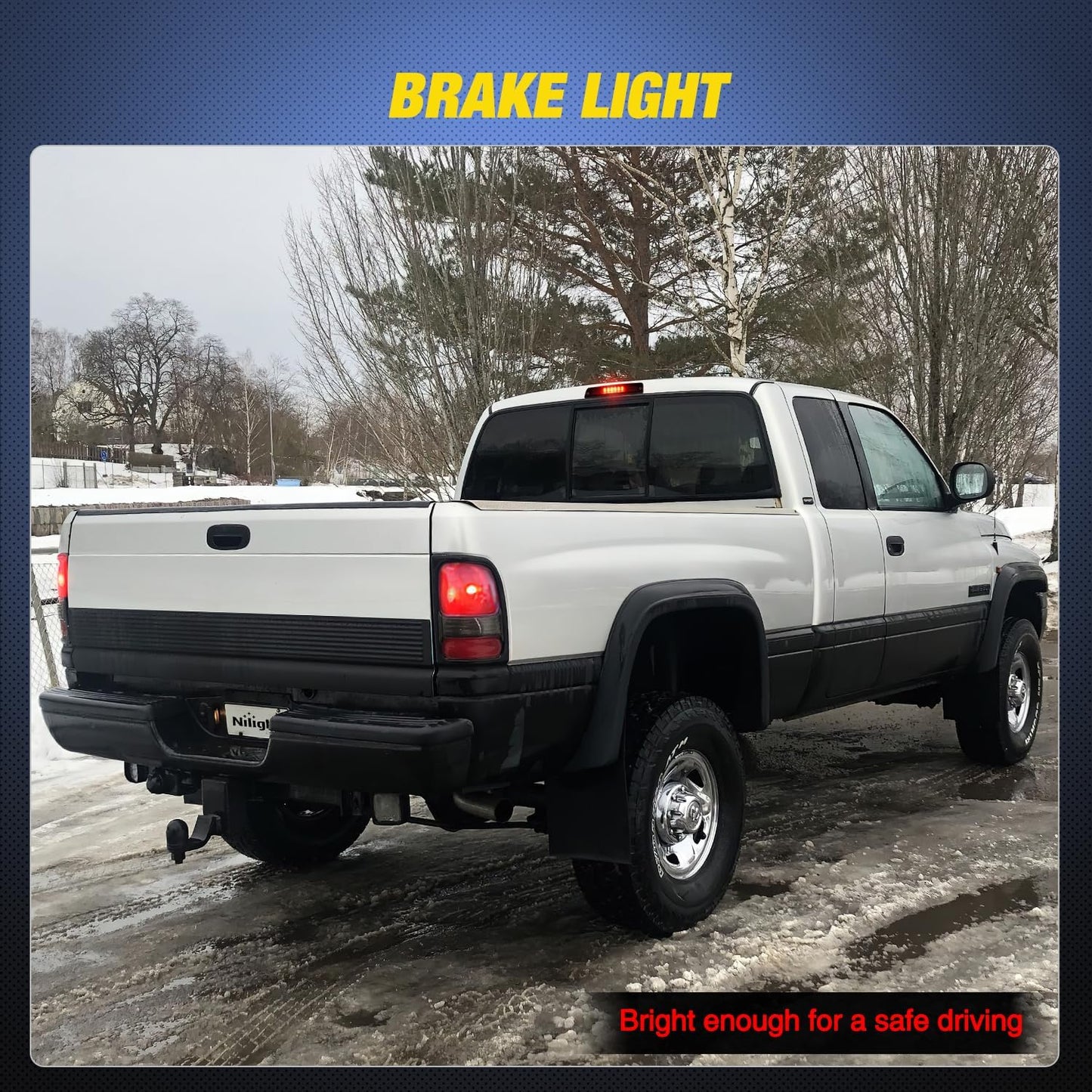 Third Brake Light Tail High Mount 3Rd Stop Cargo Reverse Lights Smoked Lens Compatible with Dodge Ram 1500 2500 3500 1994 1995 1993 1997 1998 1999 2000 2001 Pickup Truck Rear Cab Lamp