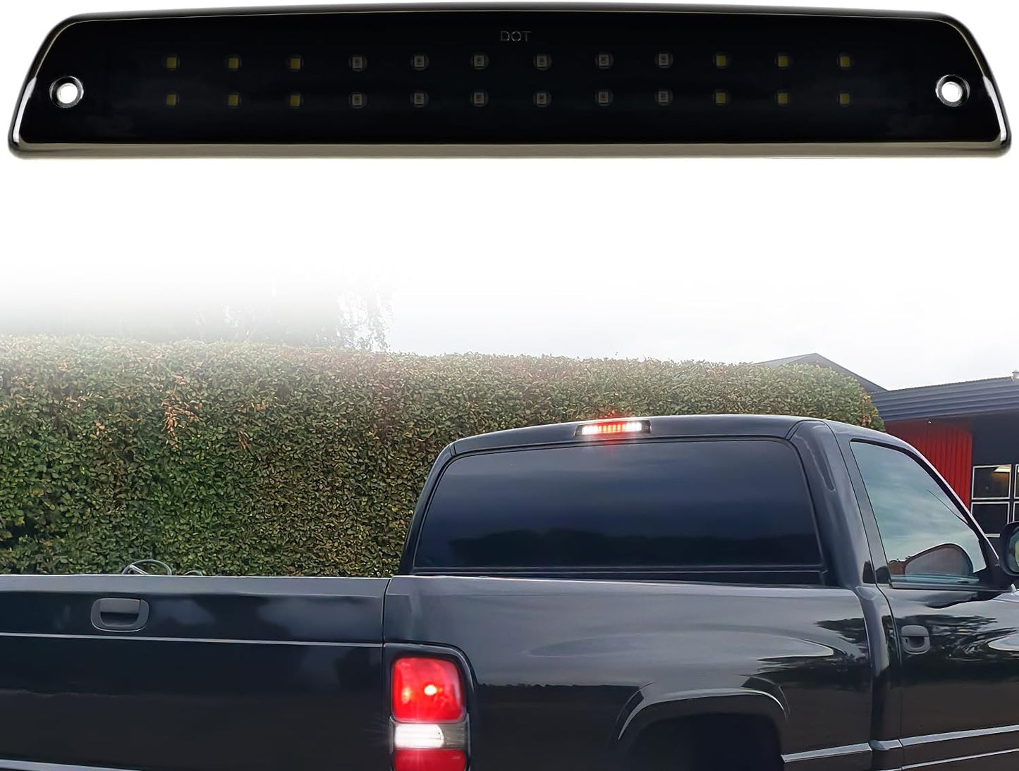 Third Brake Light Tail High Mount 3Rd Stop Cargo Reverse Lights Smoked Lens Compatible with Dodge Ram 1500 2500 3500 1994 1995 1993 1997 1998 1999 2000 2001 Pickup Truck Rear Cab Lamp