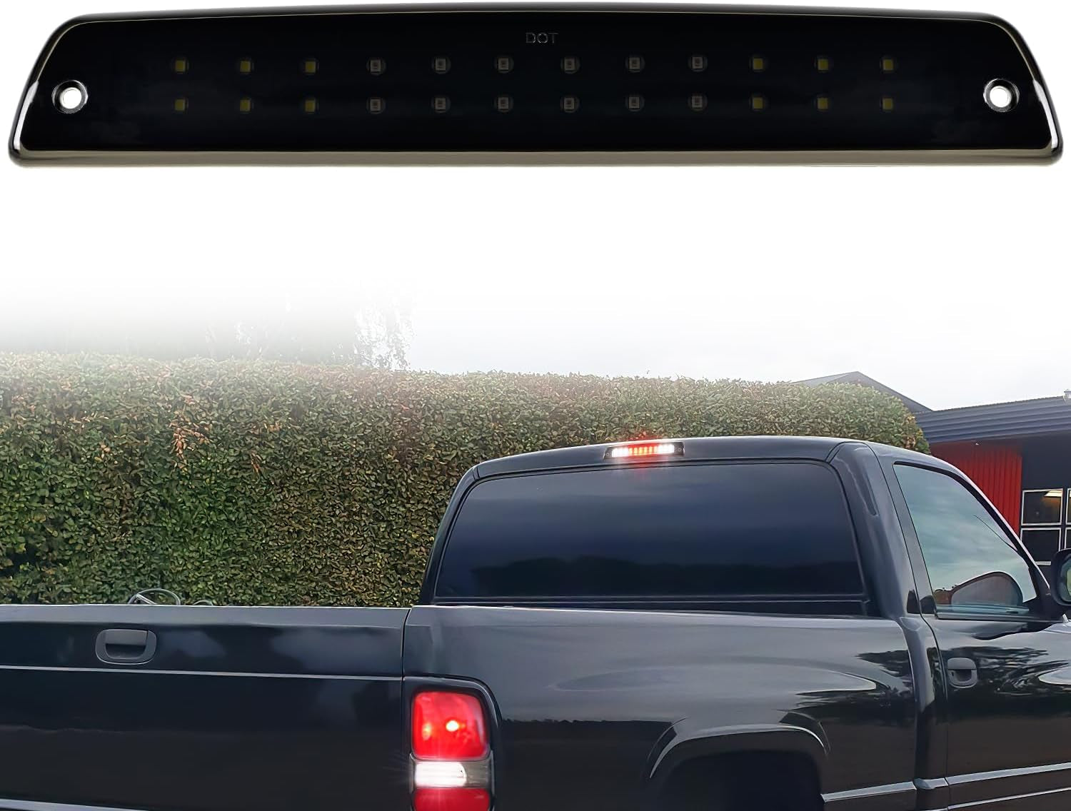 Third Brake Light Tail High Mount 3Rd Stop Cargo Reverse Lights Smoked Lens Compatible with Dodge Ram 1500 2500 3500 1994 1995 1993 1997 1998 1999 2000 2001 Pickup Truck Rear Cab Lamp