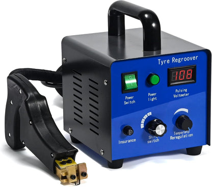 Tire Groover, Tire Groove Cutter, Tire Groover Tool with 20Pc Tire Groover Blades, Tire Regroover, Tyre Groover, Temp Adjustable Tire Grooving Tool, Rubber Engraving Machine 110V