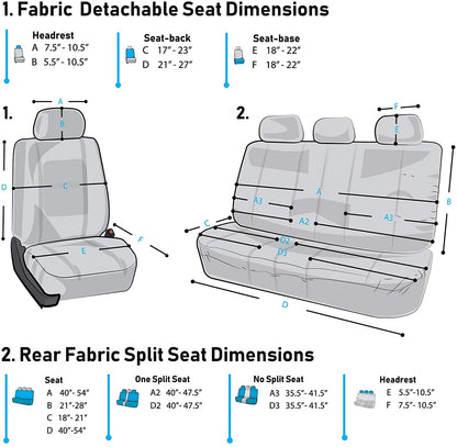 Universal Fit Gray Black Automotive Seat Covers Combo Set with Steering Wheel Cover and Seat Belt Pad Fits Most Cars, Suvs, and Trucks (Airbag Compatible and Split Bench)