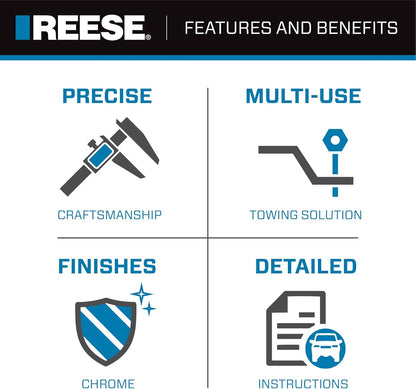 Towpower 7081000 Trailer Hitch Drawbar and Ball Hitch Towing Kit, Fits Square 2 Inch Hitch Receiver, 4 Inch Drop, 7,500 Lbs. Capacity, Includes 2 Inch Trailer Ball and Hitch Pin & Clip