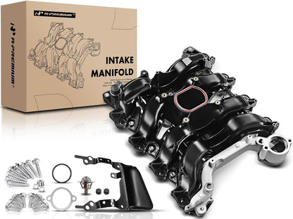 Upper Intake Manifold with Gaskets Thermostat Compatible with Ford Crown Victoria 01-11, Mustang 99-04, Explorer & Lincoln Town Car 01-11 & Mercury Grand Marquis 01-11, Mountaineer, 4.6L V8