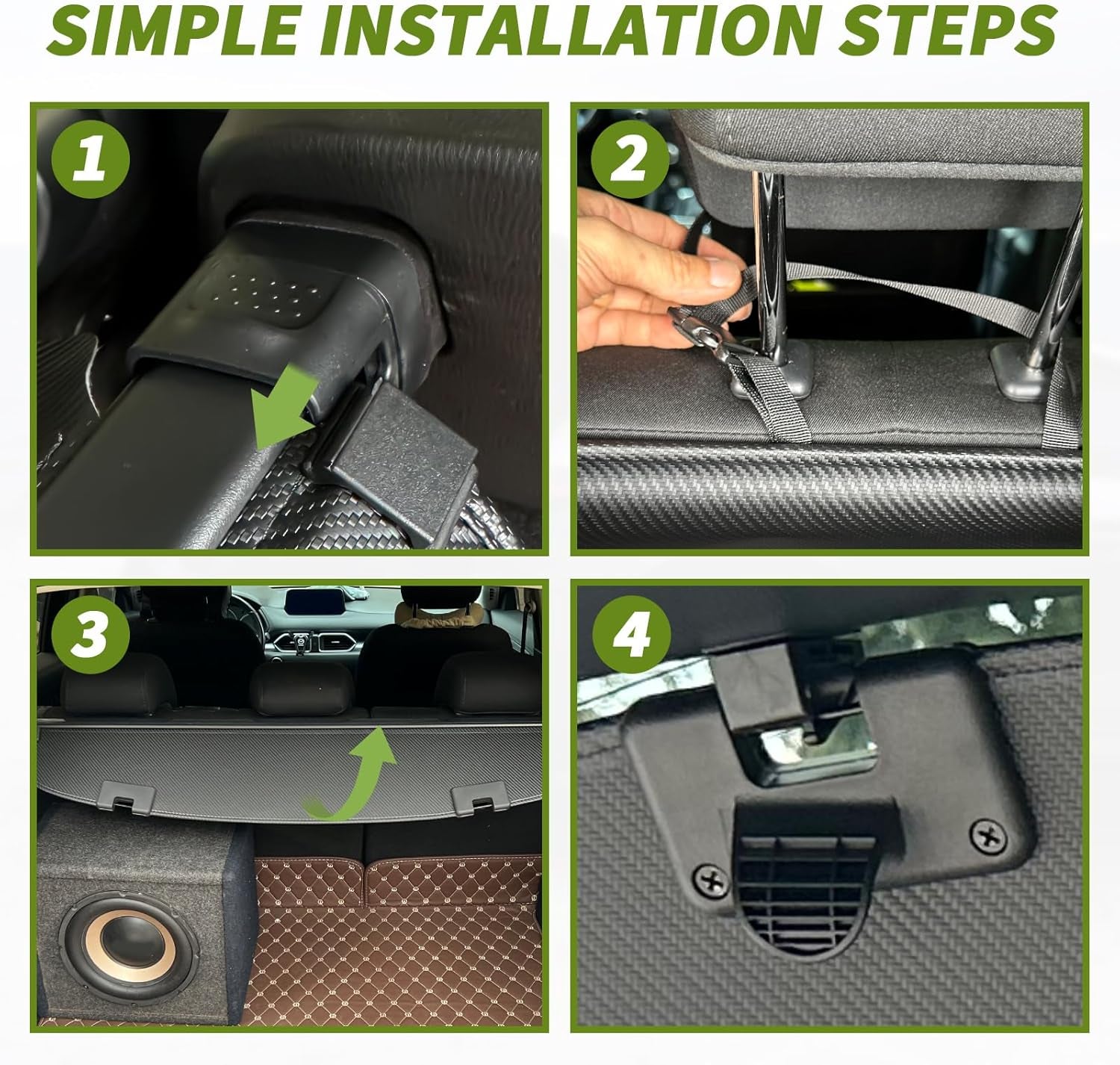 Trunk Cargo Cover for Mazda CX5 2025 2017-2024, with Carbon Fiber Texture Ends，Cx-5 Accessories, Anti-Peeping Retractable Security Shade, Privacy Screen Extra Cover