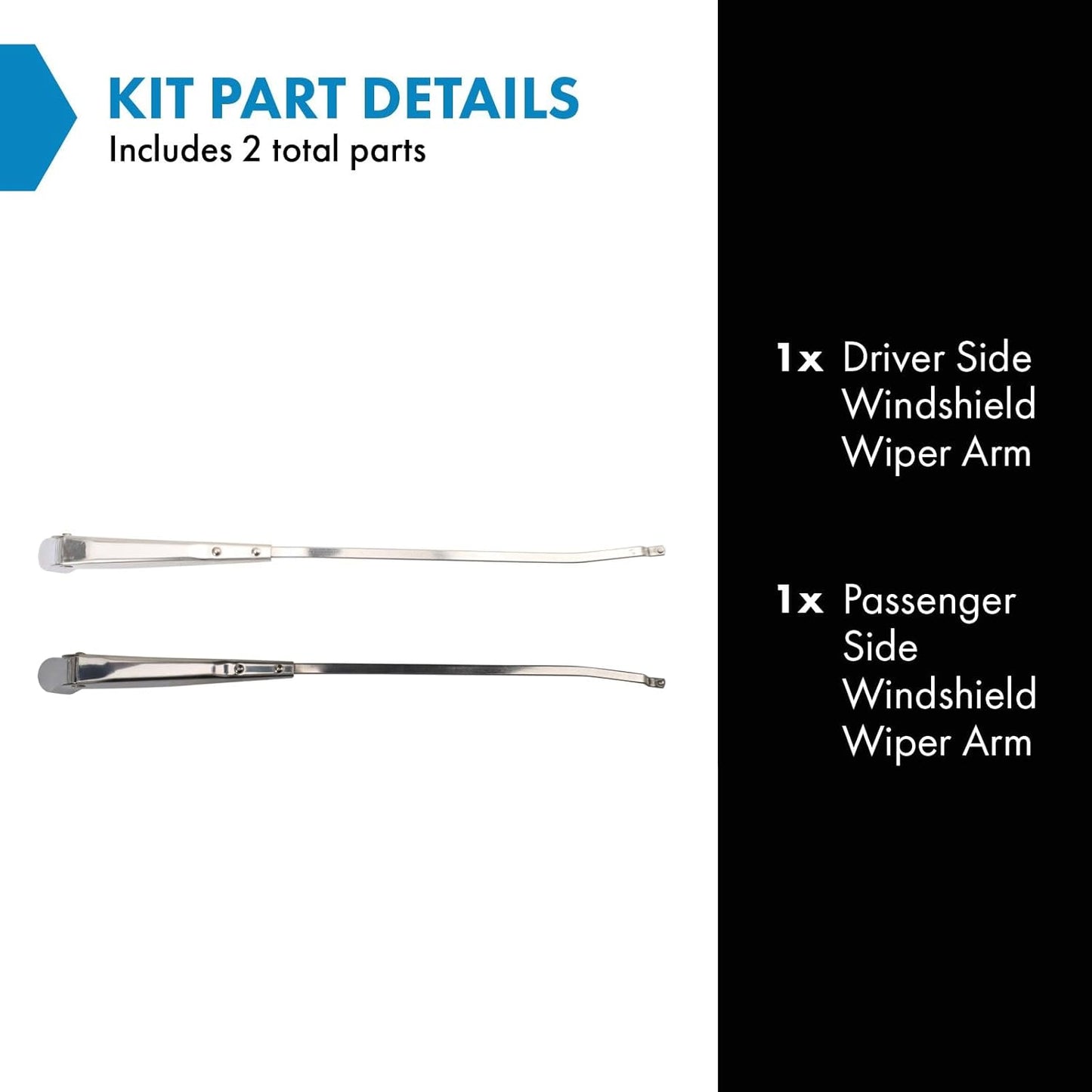 Windshield Wiper Arm Silver Compatible with 1957-1960 Ford F-100 F-250 F-350