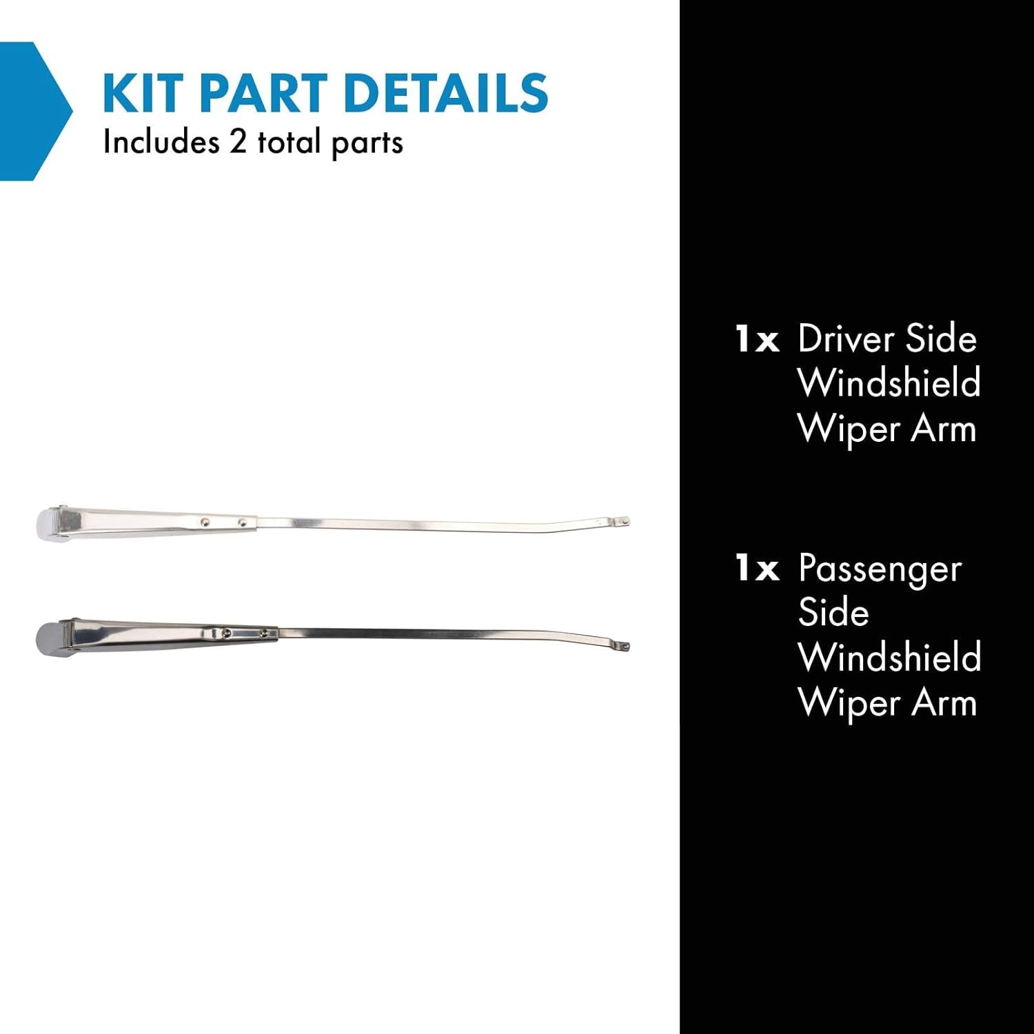 Windshield Wiper Arm Silver Compatible with 1957-1960 Ford F-100 F-250 F-350