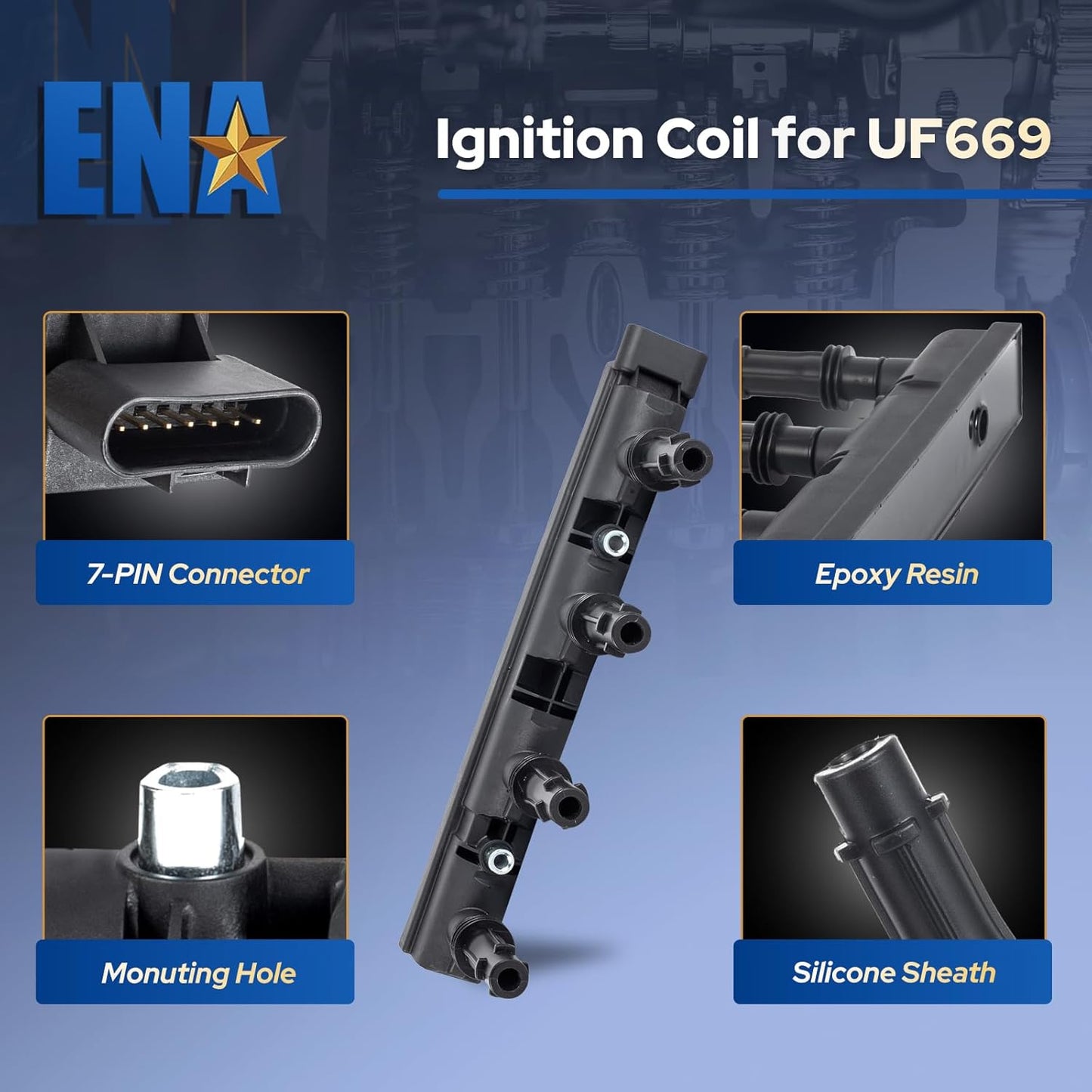 UF669 Ignition Coil Pack and 3068 Iridium Spark Plugs for 1.4L Compatible with Buick Encore Chevy Cruze Sonic Trax 2011 2012 2013 2014 2015 2016 2017 2018 2019 2020 for D521C 55577898 55579072