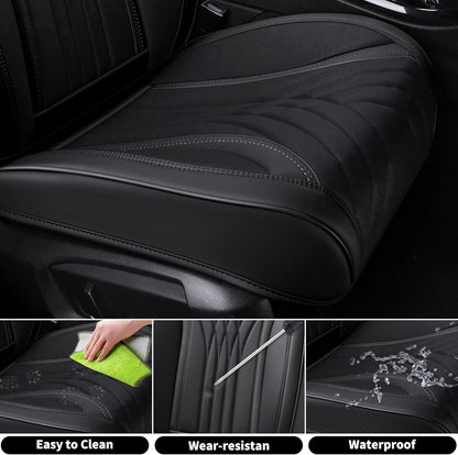 Universal Leather Car Seat Protector, 5-Seat Set, Black Automotive Accessories for Sedan SUV Pick-Up Truck