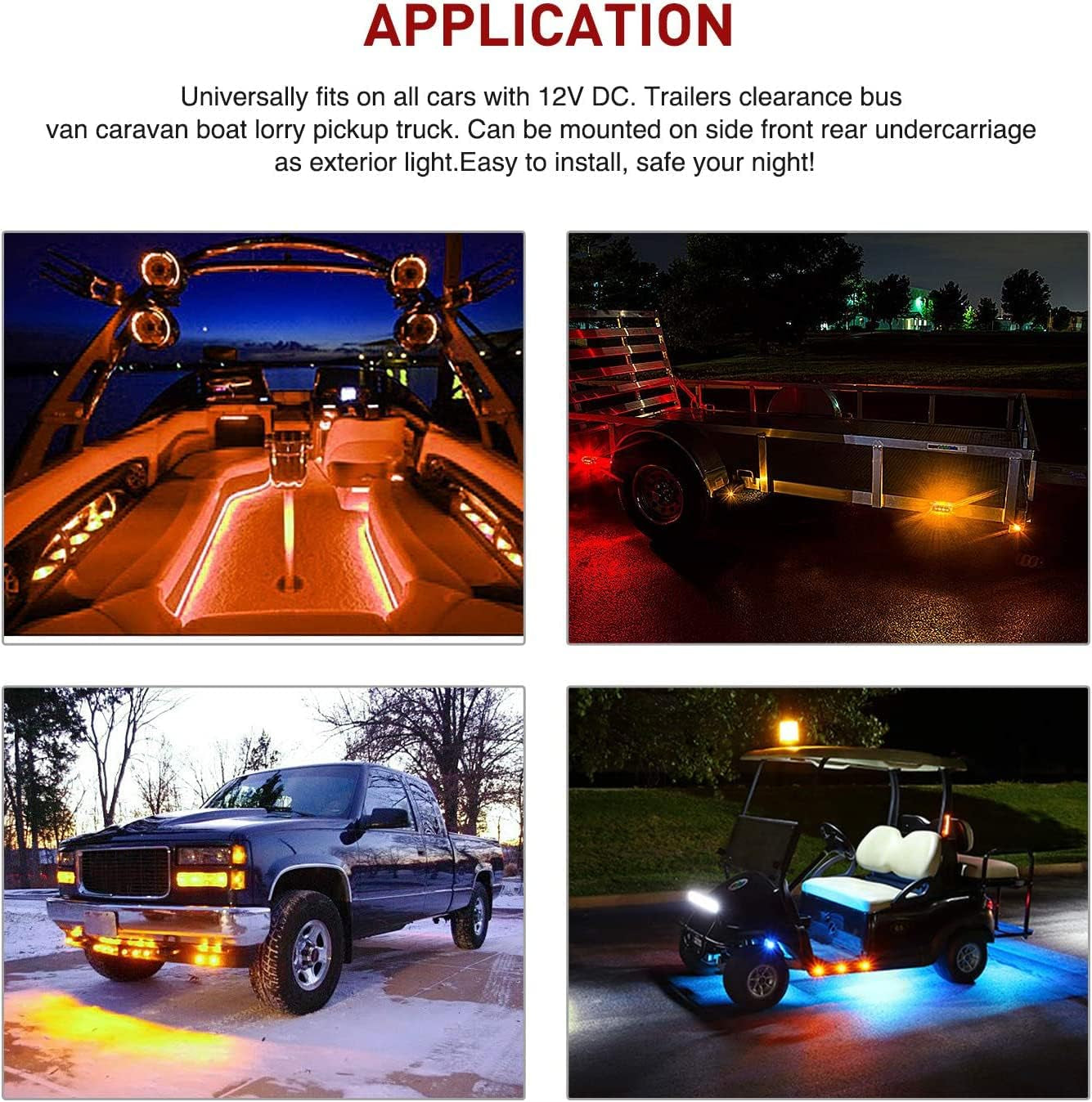 TL-03 10 PCS 3/4” round Clearance LED Front Rear Side Indicator Bullet Marker Light for Truck RV Car Bus Trailer Van Caravan Boat (12V, Amber)