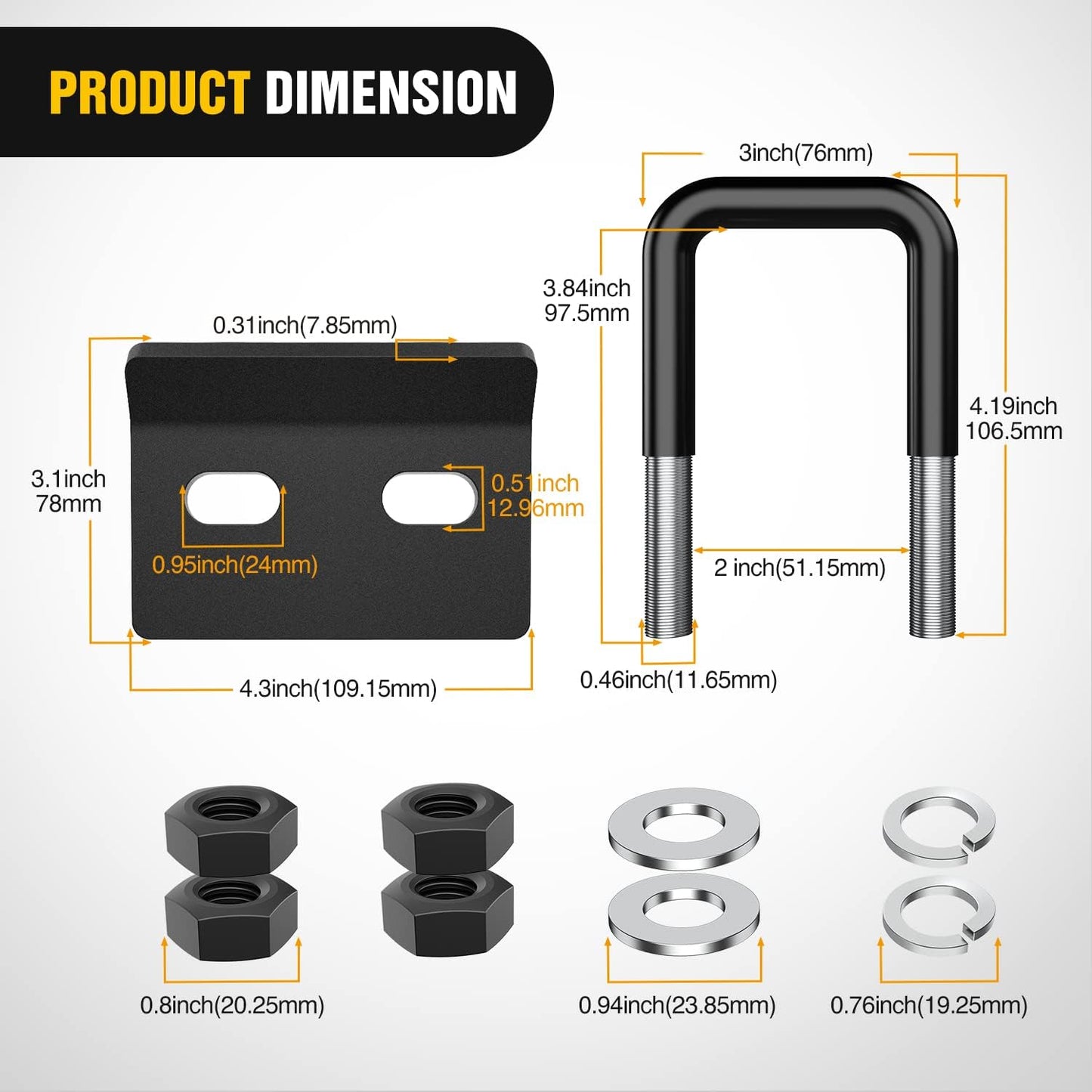 Trailer Hitch Tightener for 2 Inch Trailers Hitches anti Rattle Heavy Duty Steel with Rubber Anti-Rust Triple Protective Matte Black