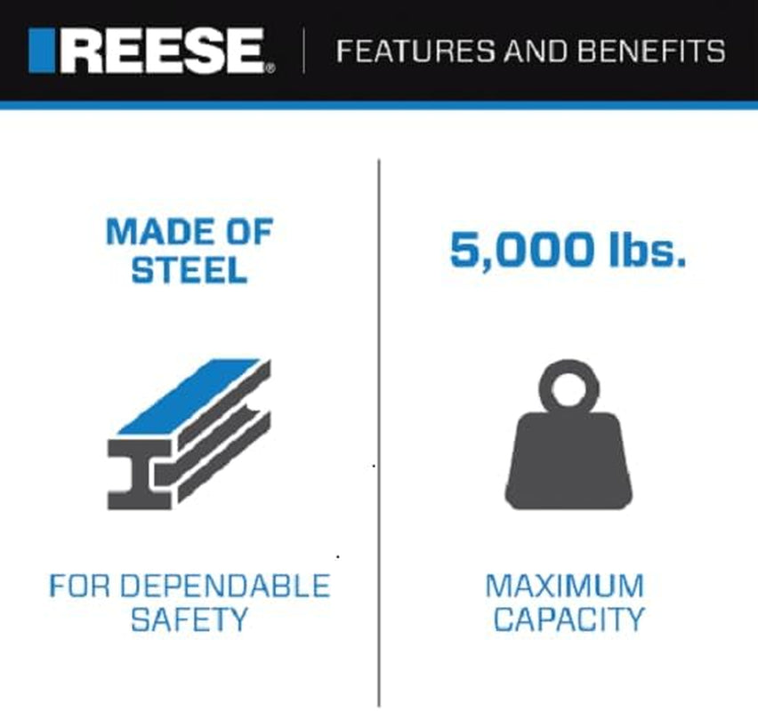 Towpower 21348 Trailer Hitch Ball Mount, Fits 2 Inch Square Receiver, 11 Inch Drop, 9.75 Inch Rise, 5,000 Lbs. Capacity, Black