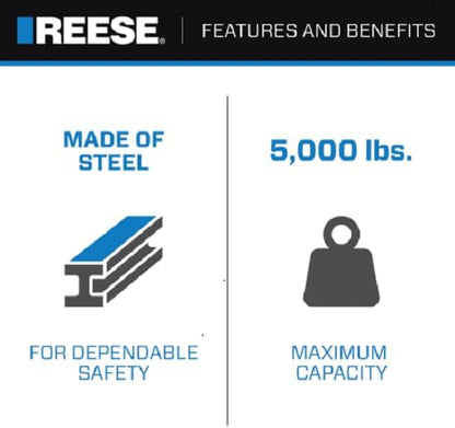 Towpower 21348 Trailer Hitch Ball Mount, Fits 2 Inch Square Receiver, 11 Inch Drop, 9.75 Inch Rise, 5,000 Lbs. Capacity, Black